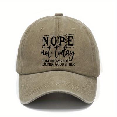 Nope Nicht Heute Grafik Gewaschene Baseballkappe Unisex Lässige Verstellbare Baumwoll-Stil-Kappe für Erwachsene