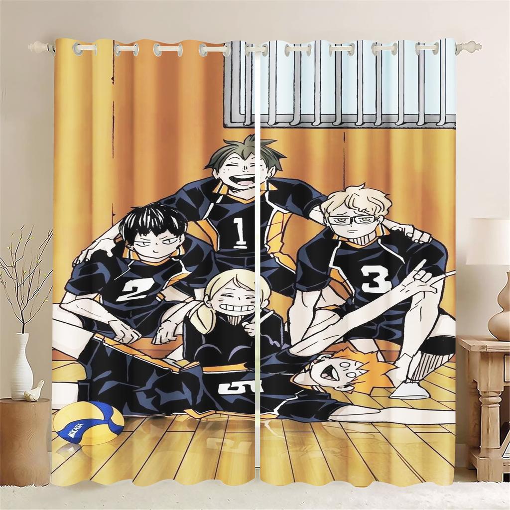 Cartoon Volleyball Youth Home 3D Print Cute Style Pink Decoration Polyester Window Blackout Children Bedroom