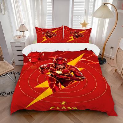 3pcs Flash Superhero Duvet Cover Set, 1 Duvet Cover + 2 Pillowcases (No Insert), High-Definition Print for All Seasons,Durable Yy251103058