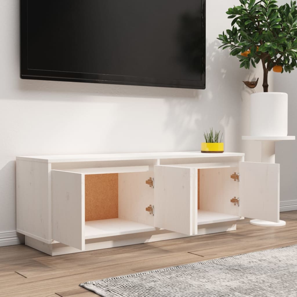 TV Cabinet White 110 x 34 x 40 cm Solid Pine Wood