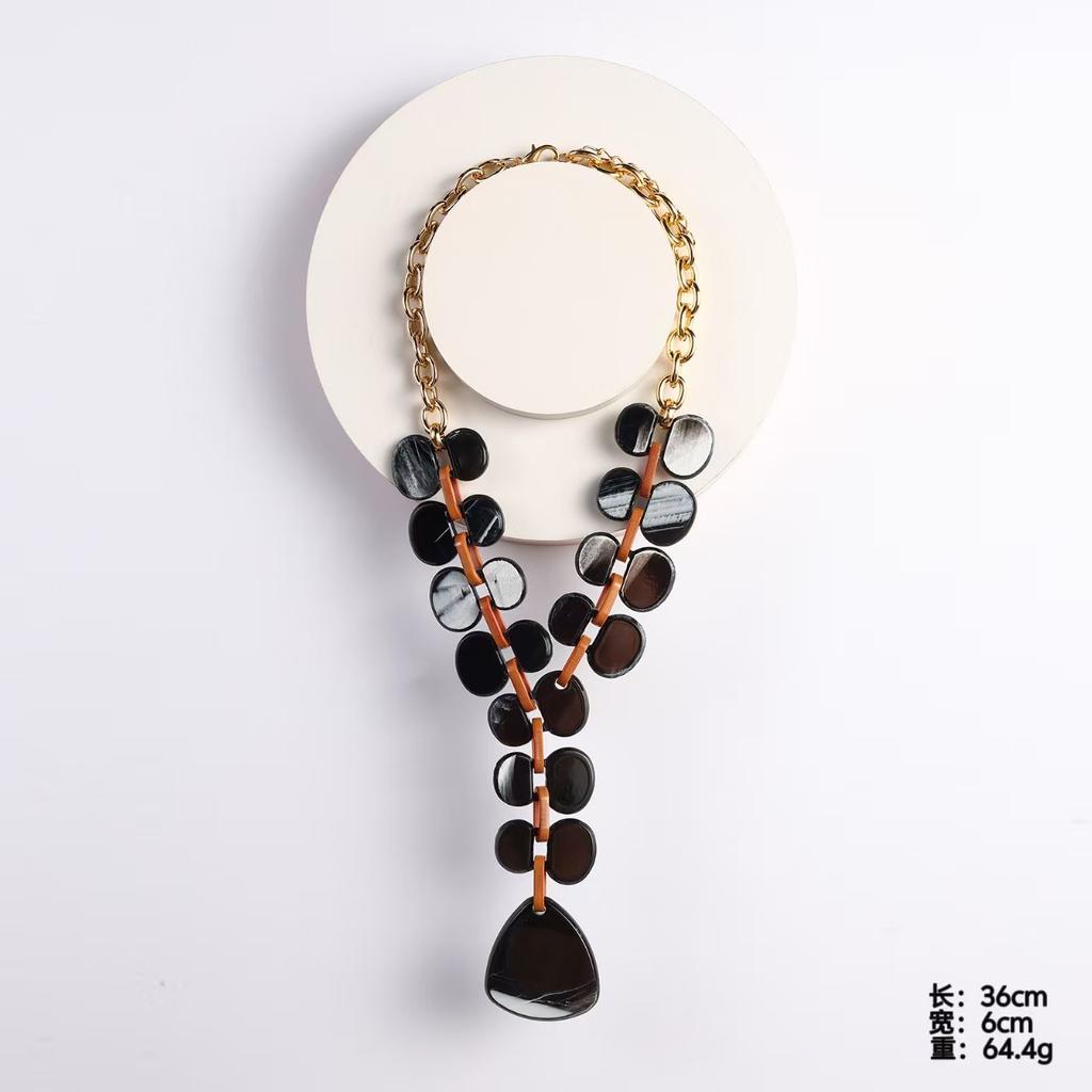 Trendy High Quality Colorful Acrylic Resin Big Long Necklace For Women Party Holiday Jewelry Exaggerated Choker