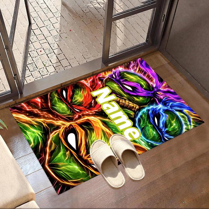 Custom Name Personalized Teenage Mutant Ninja Turtles Print Carpet, Versatile Home Decor Rug, for Playroom, Apartment, Balcony, Entryway, Hallway Gift