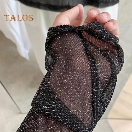 Mesh-Oberteil für Männer, dünn, durchsichtig, glänzendes Pailletten-Netz, O-Ausschnitt, lange Ärmel, einfarbig, dehnbar, lockere Passform, muskelaufbauend, Party, Homewear, Club, Tanz