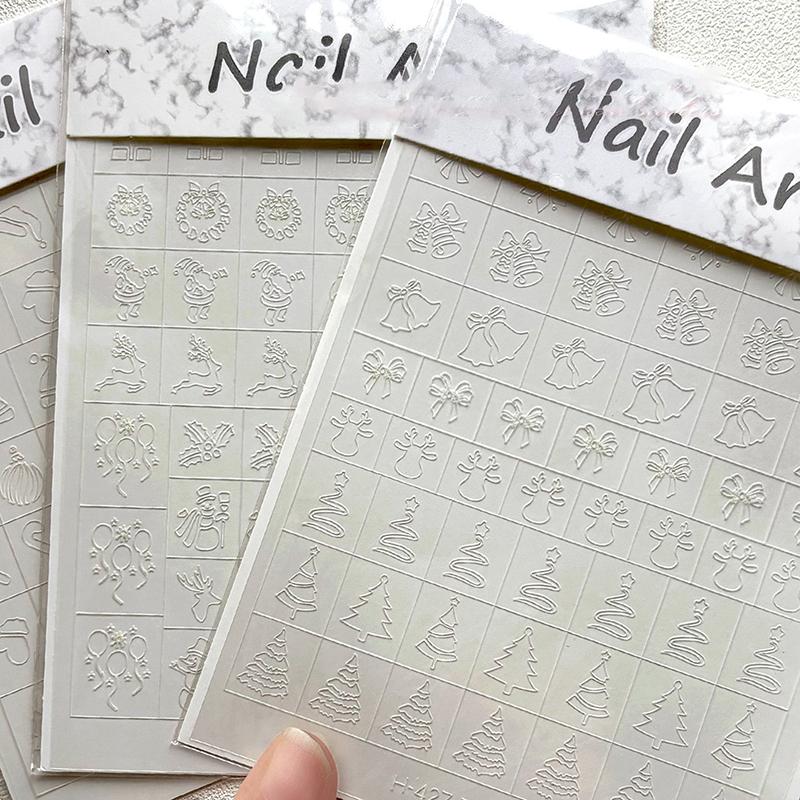 1Pcs Airbrush Stencil For Nails Winter Snowflake Snow Tree Christmas Decors Hollow Nail Stickers Airbrush French Manicure Tips