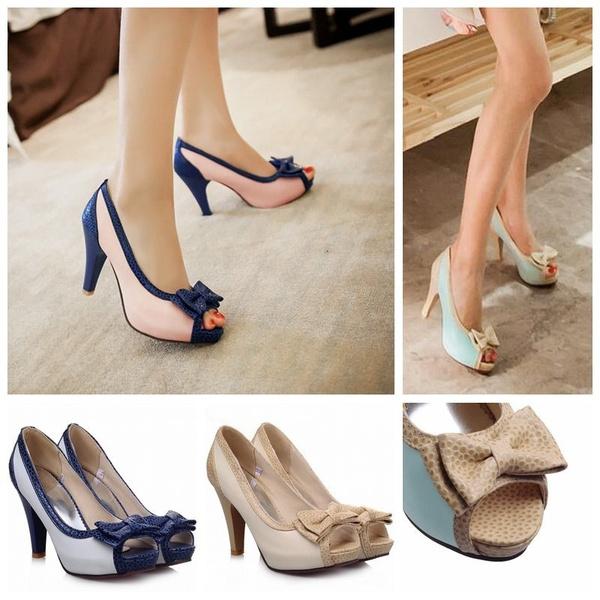 Elegant New Fashion Women's Heels With Bowknot Peep Toe For Princess Lolita Look Size 35-43