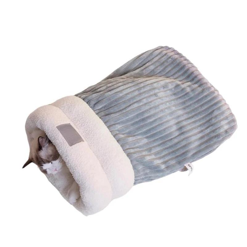 Podzimní a zimní kočičí spací pytel Polouzavřené kočičí hnízdo Teplé hnízdo pro malé a středně velké mazlíčky Lze rozložit a prát