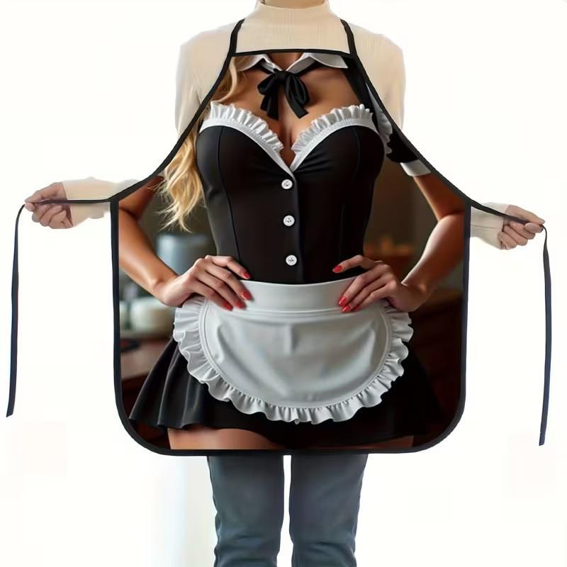 Modern Minimalist Polyester Apron With Geometric Abstract Pattern For Home Cooking And Kitchen Use
