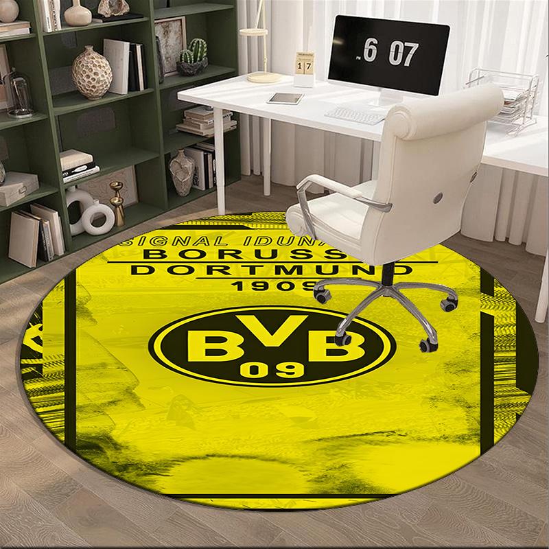 1 buc. covor rotund Design Minge de Fotbal Bvb Covor Rotund pentru Zonă Imprimat, Covor pentru Casă Birou, Covor Rotund pentru Scaun, Covor Decorativ Cadouri pentru Fani Cadou de Crăciun