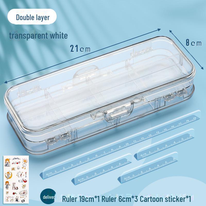 Chenyu Double-Zip Transparent Pencil Case - Large Capacity, Simple, Cute Japanese Style for Middle School Students
