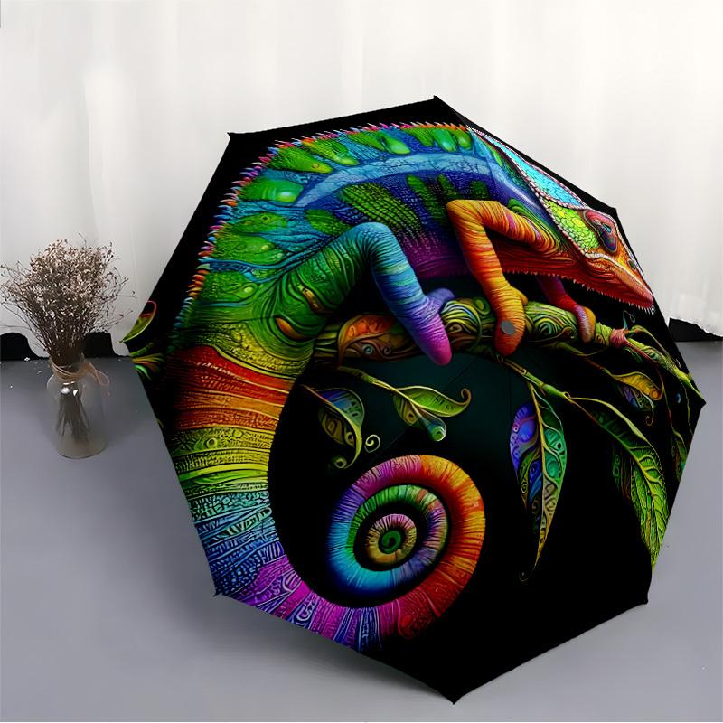 1pc Chameleon Colors Automatic Folding Umbrella   Compact 8 Rib Design, Durable Iron Frame for Travel, Outdoor,  a0920096