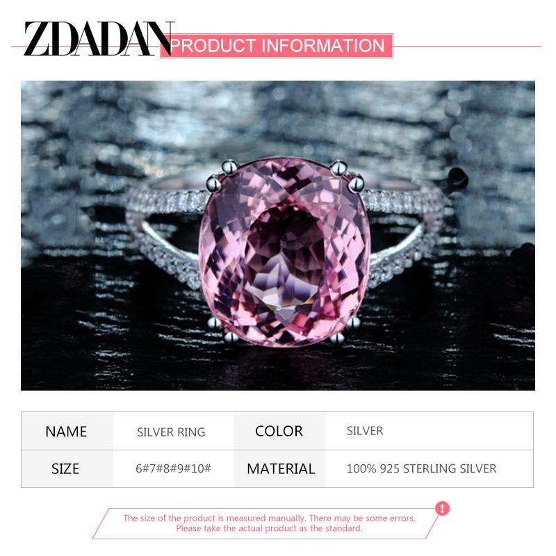 925 Sterling Silver Charm Pink Zirconia Ring for Women Fashion Wedding Engagement Jewelry Gift
