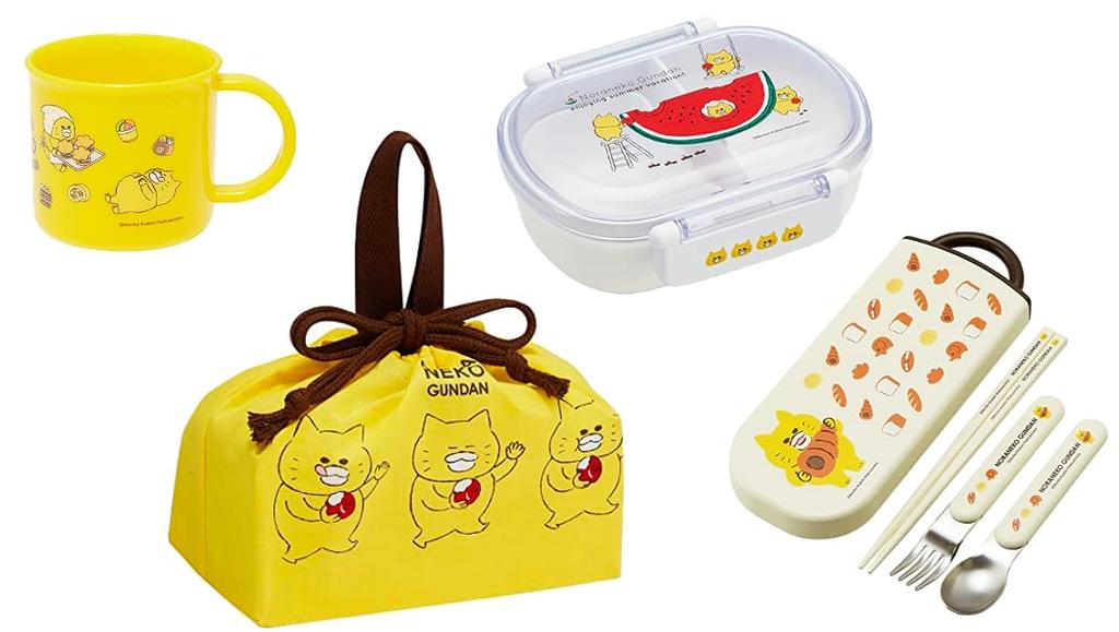 Skater Noraneko Gundan 23 Antibacterial Dishwasher Safe Soft Lid Tight Lunch Oval 360ml Trio Set Lunch Noraneko Gundan Character Lunch Box Set Box,