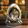 Bohemian Style "Beautiful Egg House Cute Rabbit", Easter, New Year, Valentine's Day, Father's Day, Mother's Day - Ideal for Home Decor, Cafe, Office,