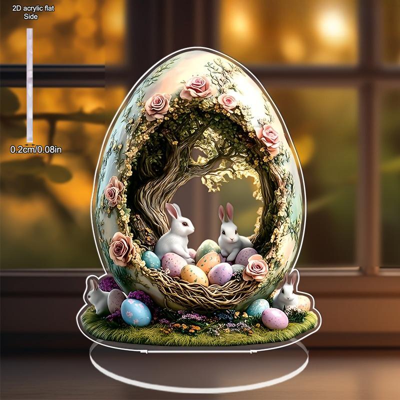 Bohemian Style "Beautiful Egg House Cute Rabbit", Easter, New Year, Valentine's Day, Father's Day, Mother's Day - Ideal for Home Decor, Cafe, Office,