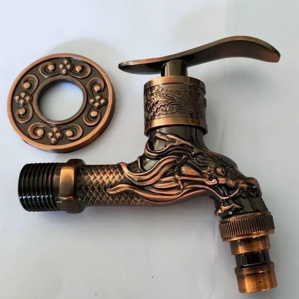 Antique Bronze Washing Machine Decorative Outdoor Faucet , Vintage Garden Bibcock Tap Wall Mounted Mop Faucet Zine Alloy
