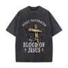 By The Cross Crown Of Thorns Christian Graphic Washed Vintage Short Sleeve Loose Streetwear Tee