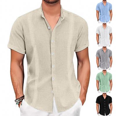 Camisa solta casual de linho vintage masculina