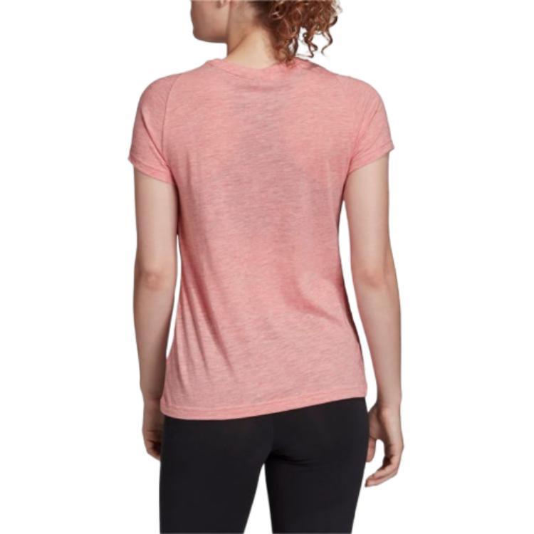 Adidas Comfortable Versatile Round Neck Short Sleeve T-Shirt Women Tops Pink FL4196