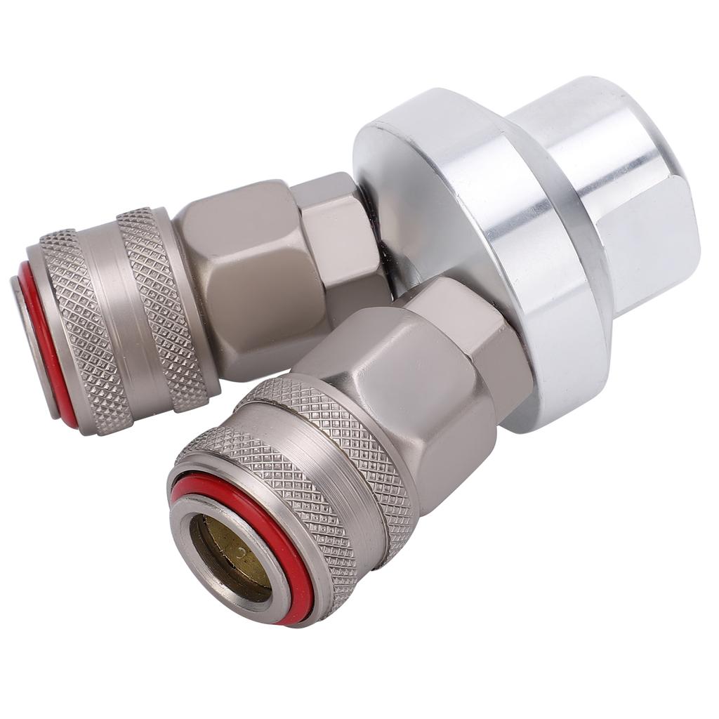 2 Way Connector Chrome Plated Pneumatic Component Carbon Steel G1 4in Thread Quick Coupler