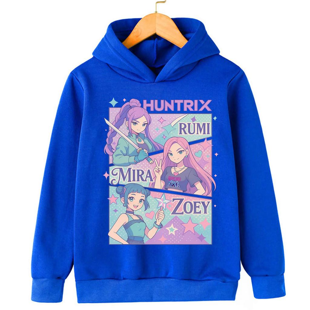 KPOP Devil Hunter Boy Girl Hoodie Street Sports Casual Trendy Harajuku Cartoon Children Autumn Winter Sweatshirt Clothing Top