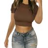 YYFS Women's Fashion Casual Summer Spring Solid Color Print Short Sleeve O-Neck Blouses & Shirts