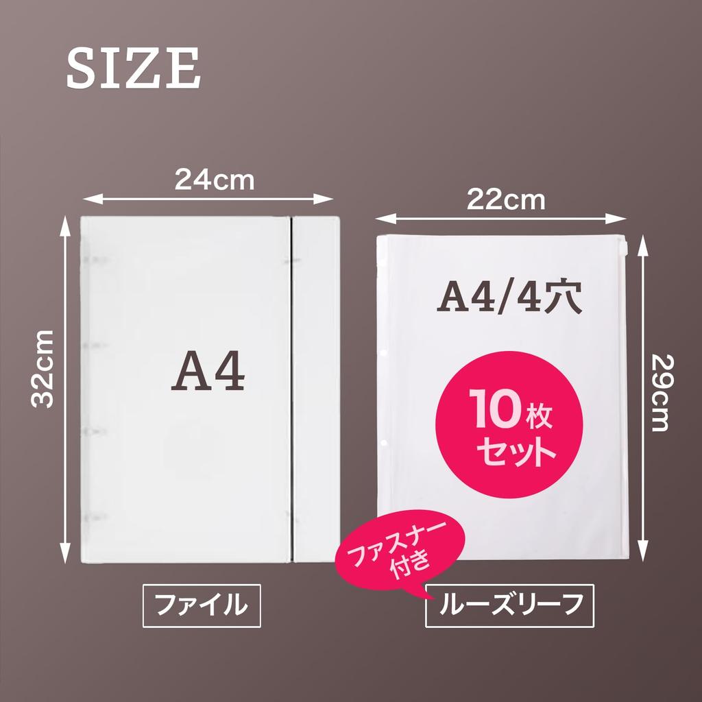 Conjunto de Arquivo com Fichário de 10 Recibos de Papel Anopono, Folha Solta com Zíper, Tamanho, Folhas, 4 Furos, Transparente, Impermeável,