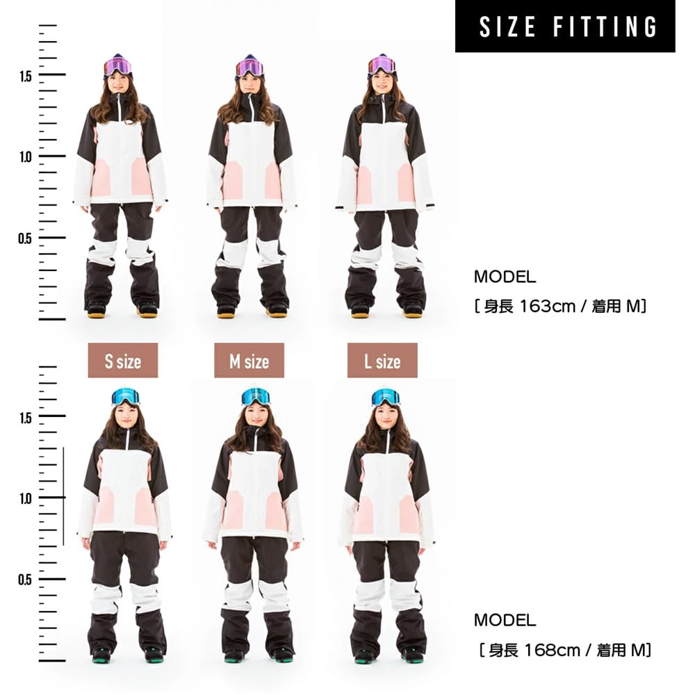 Snowboard and Ski Wear Set and by Secret Garden Enjoy Women's (Jacket Pants) (EJ24-BRWWH×BK-M)