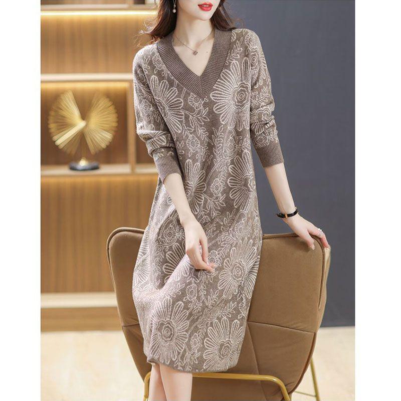 

Кашемировое вязаное платье Осень Новое поступление 100 Чистый кашемир Свитер Французский стиль Темперамент Западный стиль Молодежный вид Базовое платье-свитер Camel color S