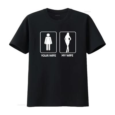 Tua Moglie La Mia Divertente Maglietta S 5XL Umorismo Stampa Sarcastica vintage Lavata Morbida moda abbigliamento stilista Comoda Elegante homme
