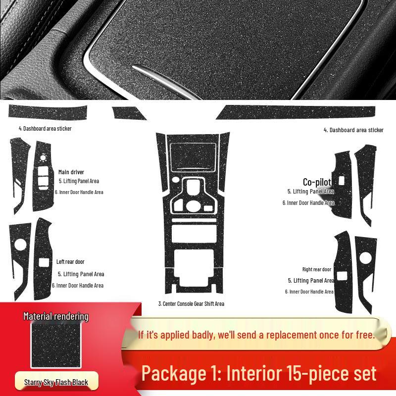 Hongqi HS5 Interior Carbon Fiber Anti-Kick Pad & Gear Shift Sticker Set