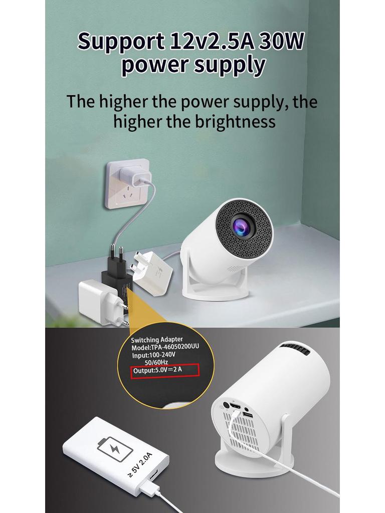 M5pro Mini HD Portable Home Projector - Wireless & Wired Connectivity