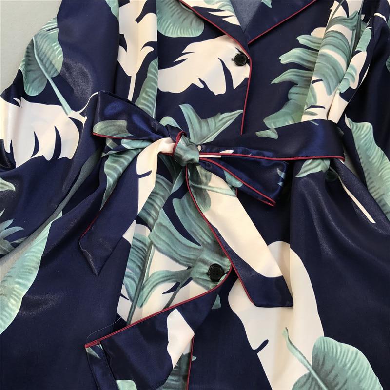 Lisacmvpnel Model de imprimare Lent Set de pijamale pentru femei Lenjerie de noapte din raion Long Mouw Broek Pachet de două hârtie