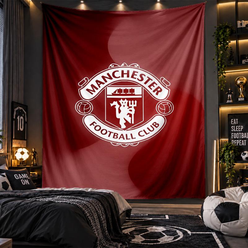 Wall Hanging Tapestry Manchester United FC Print Cloth for Living Room Bedroom Home Decor
