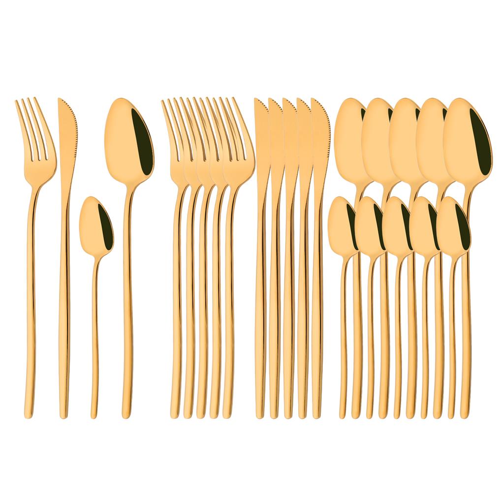 Rainbow 18/10 Stainless Steel Dinnerware Set Kitchen Flatware Tableware Sets Knife Fork Spoon Tea Spoon Cutlery Set Service for 6