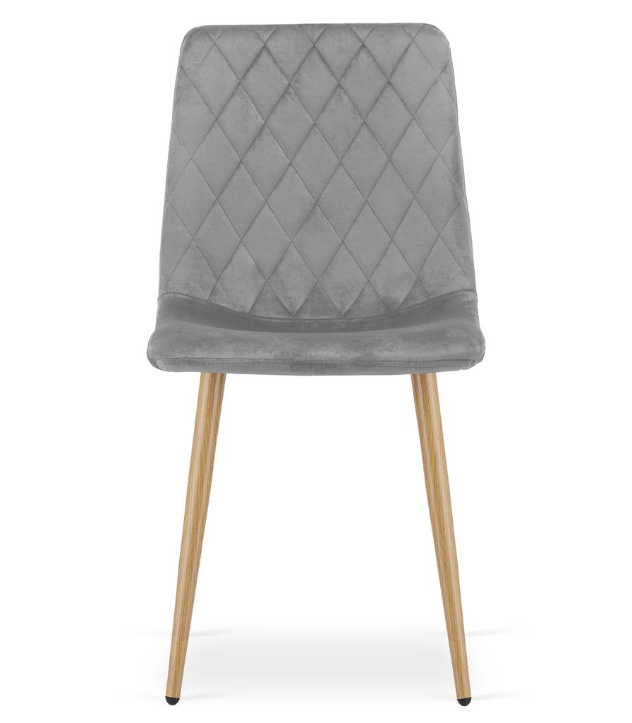 TURIN Chair - Light Gray Velvet / Wood Color Legs X 2