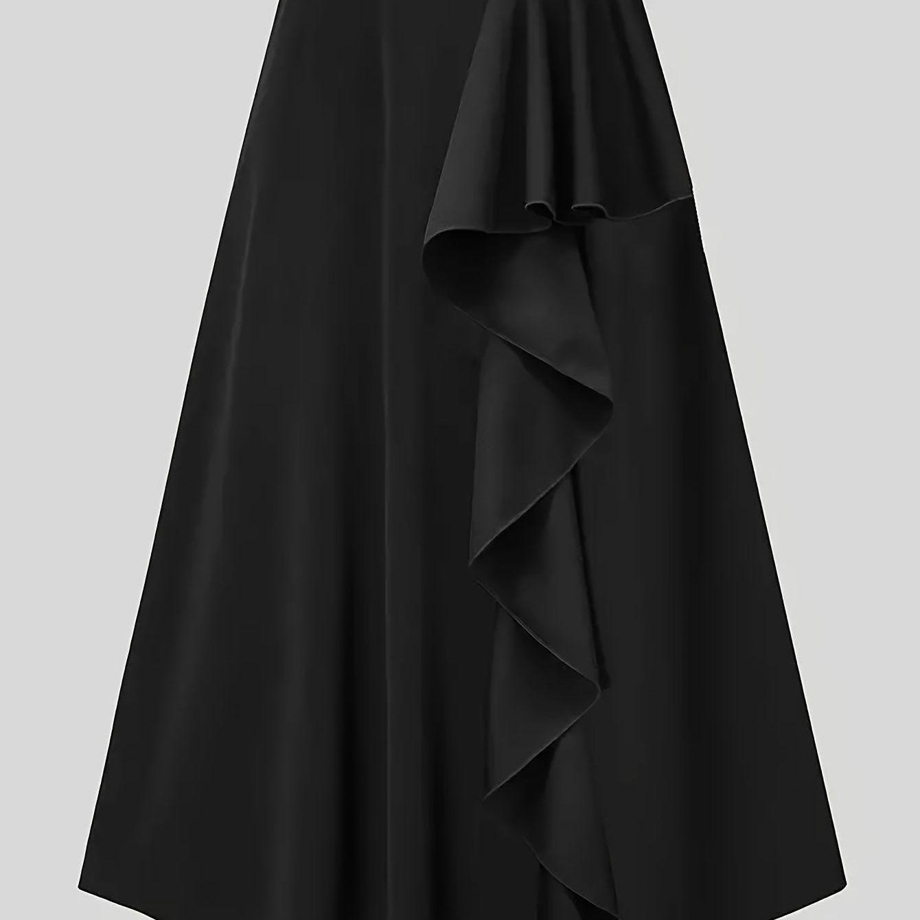 Women s Plus Size Ruffle Waist Midi A-line Skirt 0XL
