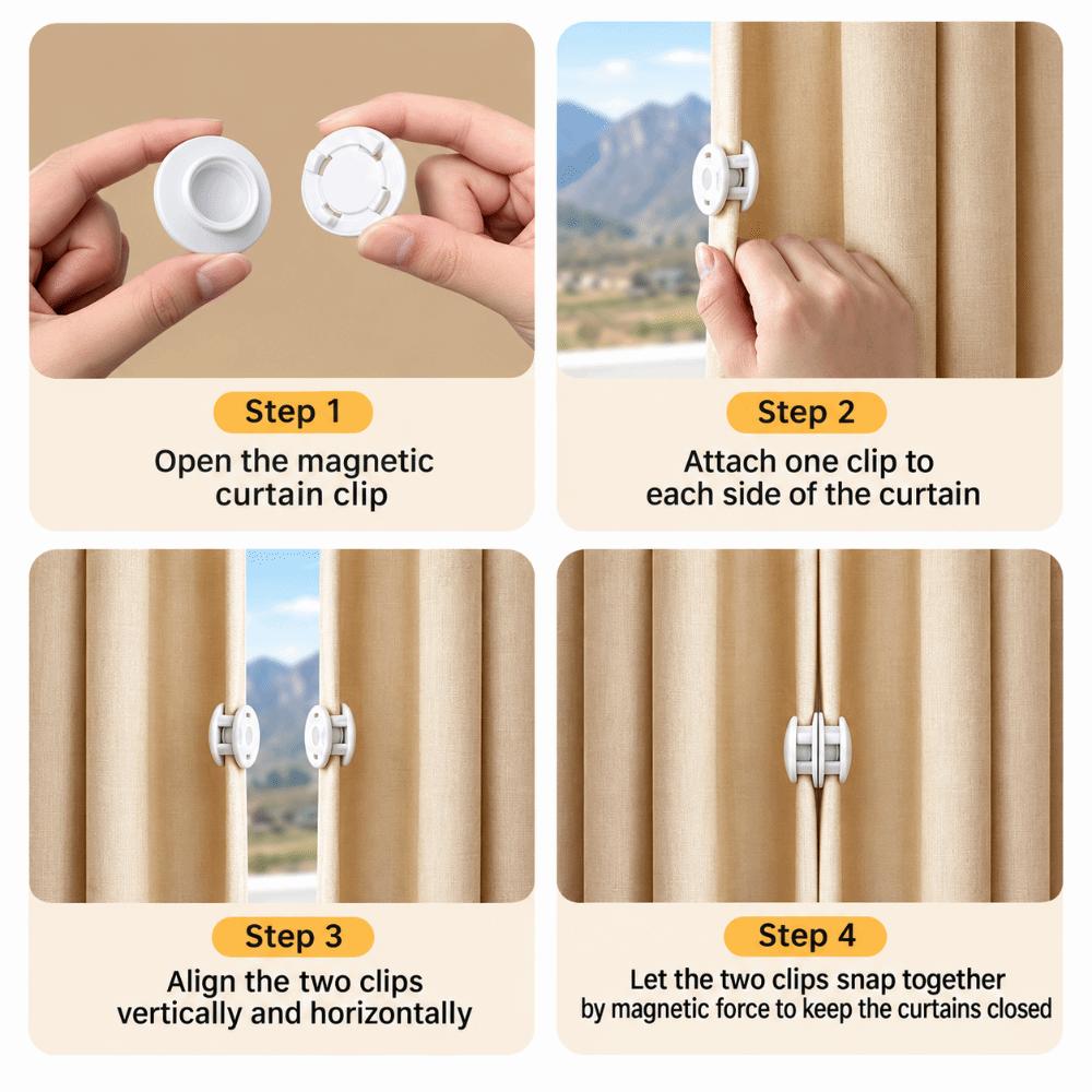 No Drill Magnetic Curtain Closure Clips ABS Curtain Gap Stoppers  Bedroom Dorm Shower Curtain