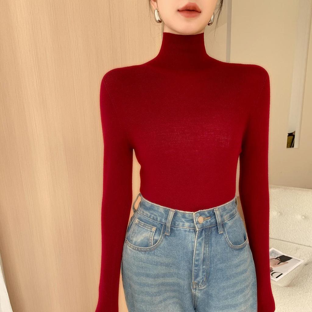 Yantze Yarn Women's High-Neck Pure Wool Sweater - Slim Fit Seamless Knitwear for Spring and Autumn