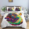 Watercolor Dog Bedding Set Cute Happy Colorful Puppy Duvet Cover Cartoon Bedding Decoration Queen for Women Children Girls Gift