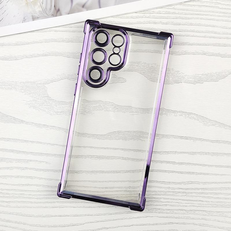 Luxury Shockproof Clear Soft Case For Samsung Galaxy S25 Edge S24 S23 FE S22 Ultra Plus S25+ Plating Transparent Cover TPU Shell