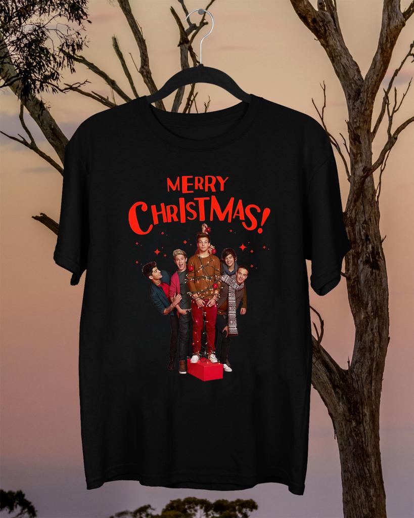 One Direction Christmas Black T-Shirt for Men and Women Sizes S-5XL