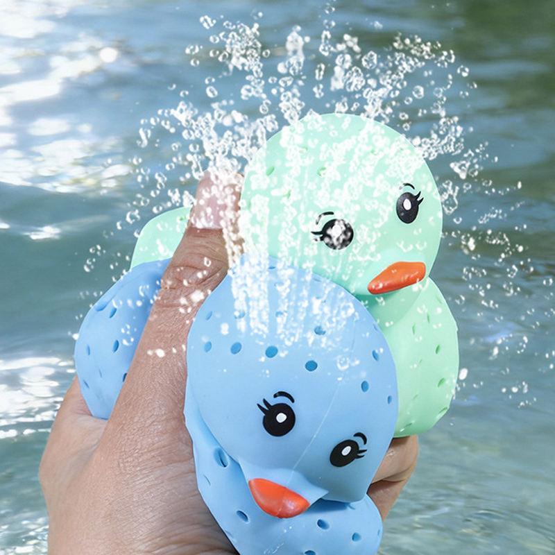 Stress Relieving Squeezing Toy Duck - Water Absorbing Bath Toy for Kids Summer Swim Novelty Sponge Toy for Children