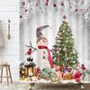 Fröhliche Schneemann-Party Niedliche Weiße Weihnachtskugel Weihnachtsbaum Schneebedeckte Vögel Cartoon-Stil Winterliche Feiertags-Duschvorhänge