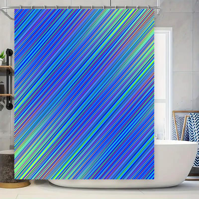 

Rainbow Striped Shower Curtain Modern Colorful Bath Decor Set For Bathroom Decorations – Non-Toxic Waterproof Fabric W60H190(CM)-1 Pcs
