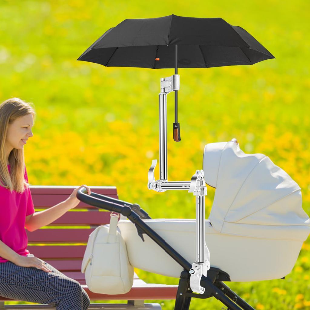 Golf Trolley Umbrella Holder Adjustable Black Umbrella Stand Attachment Cart Umbrella Holder For Golf Push Cart Handle