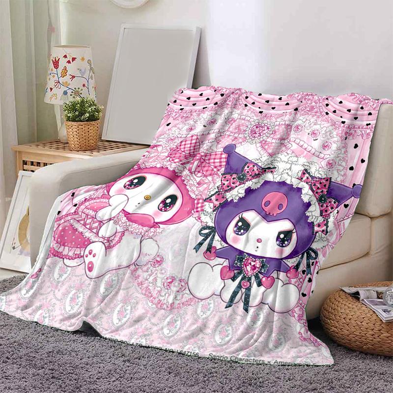 1 шт. Плед с персонажами Sanrio Куроми и друзьями, Мягкий плед для домашнего декора, Идея подарка для семьи и друзей, Сезонное использование, Уютное постельное белье, Идеальный