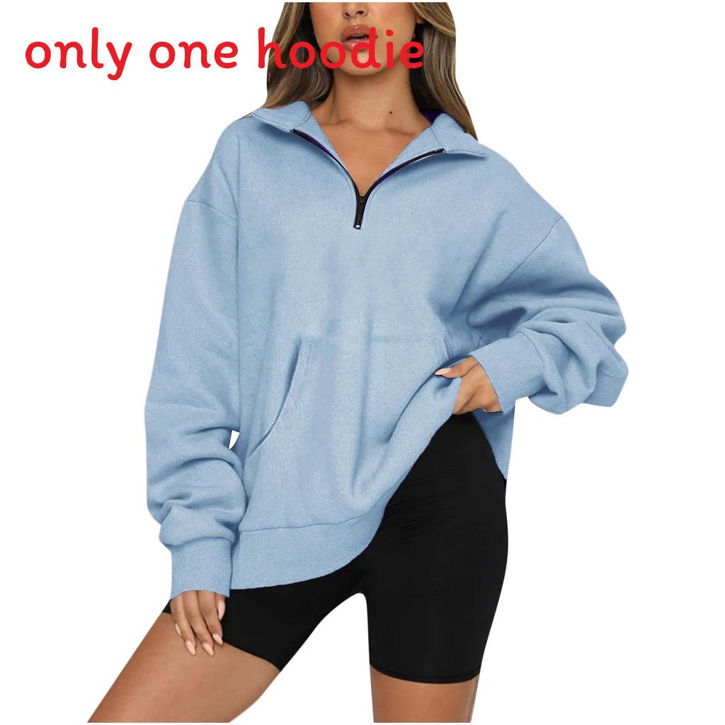 Womens Solid Color Sweatshirt With Pockets And Long Sleeves For Casual Wear