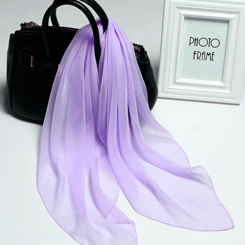 

Однотонный небольшой шелковистый шифоновый квадратный шарф - Travel Fashion All-Match Neck and Gauze Scarf Square scarf 90*90 фиолетовый