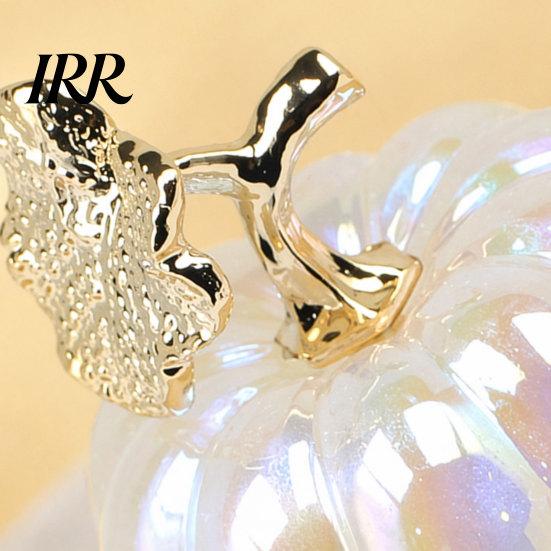 Electroplated Leaves Ornament Acrylic Simulation Pumpkin Decor, Halloween Fake Desktop Decoration for Table Car, Spooky Party Centerpiece Home Decor
