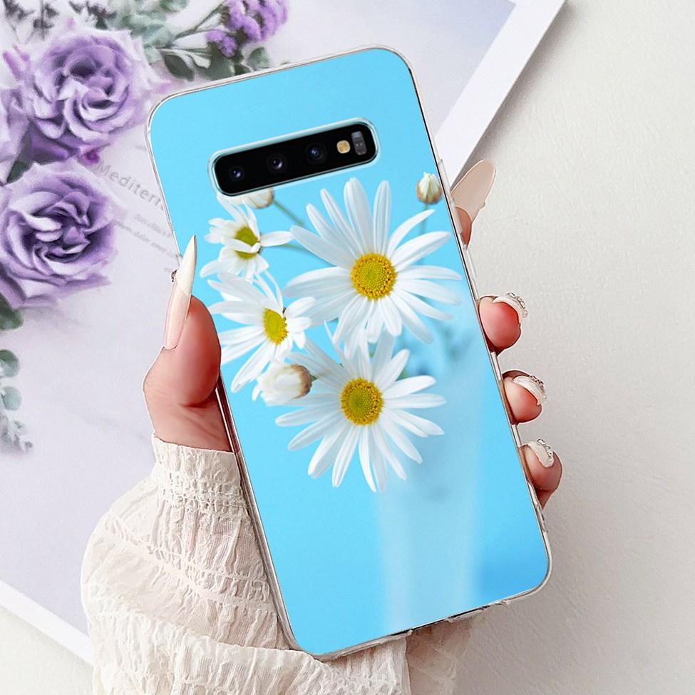 For Samsung S10 Plus Case SM-G975F Cute Kawaii Fashion Flowers Luxury Cool Painted Soft Cover For Samsung Galaxy S10+ Phone Case